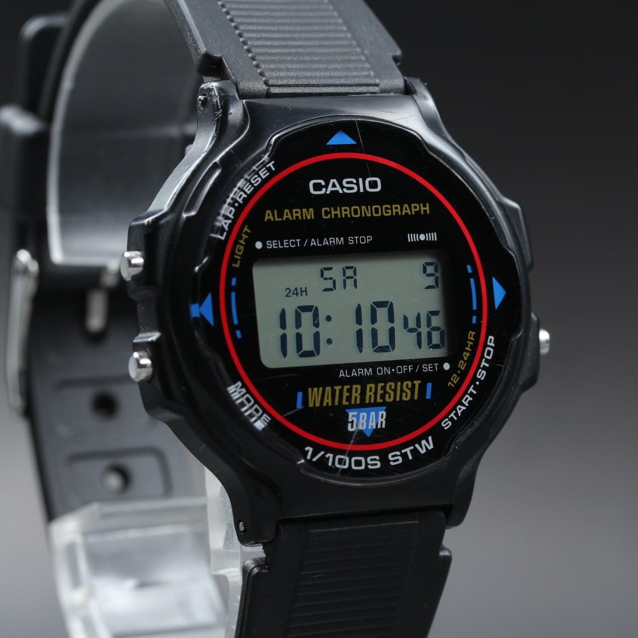New Batt & Belt Vintage 1993 Casio W-78 Quartz Digital Men Watch Mod 593 Chrono