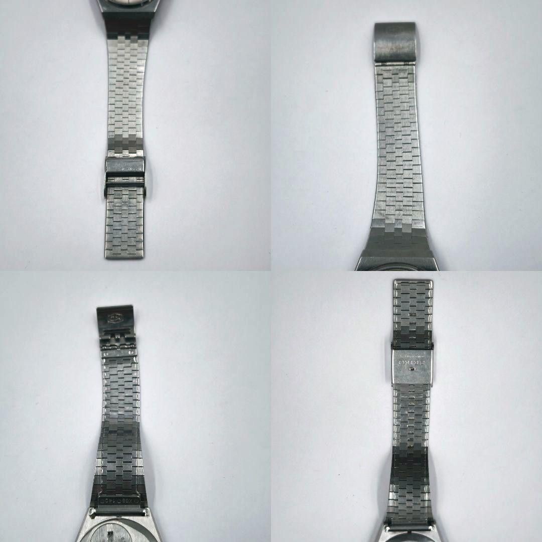 SEIKO King Quartz 5856-7020 Day Date Silver Watch Junk Japan Used