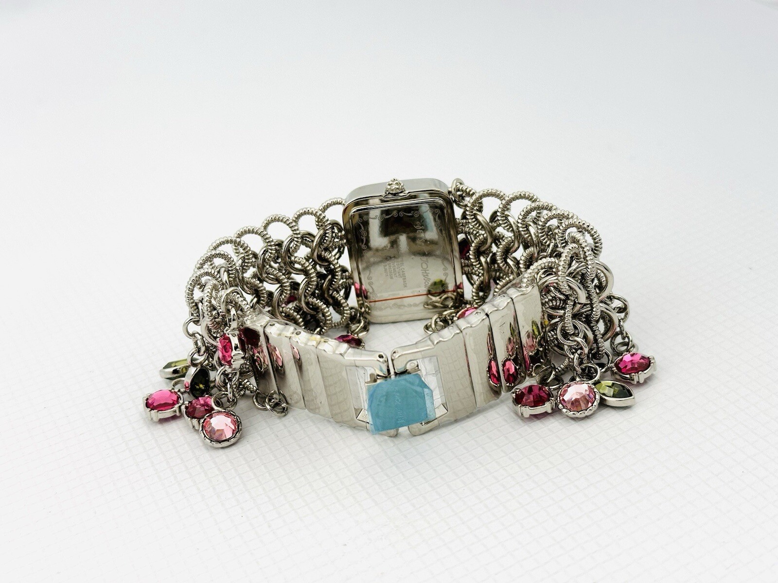 Betsey Johnson Women’s BJ4011 Fashion Hanging Stones Silver-tone Bracelet Watch