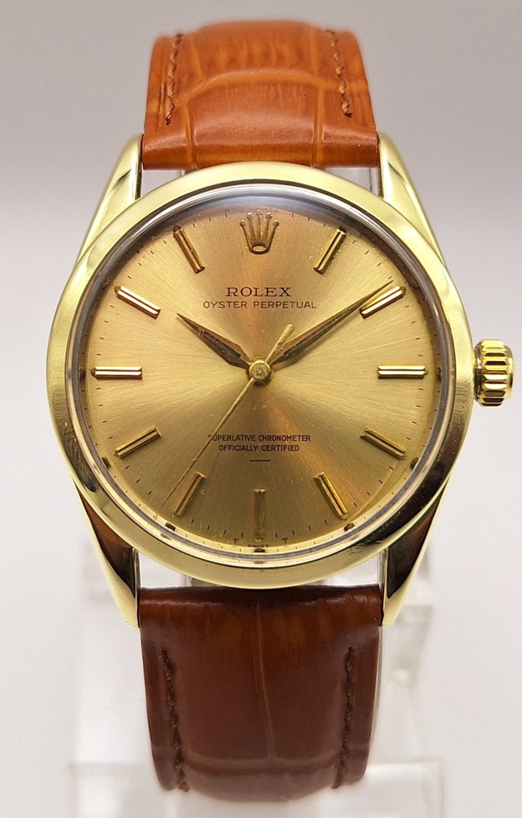 Rolex Oyster Perpetual Datejust 1601 14k/SS Watch Gold Tapestry Dial 1966