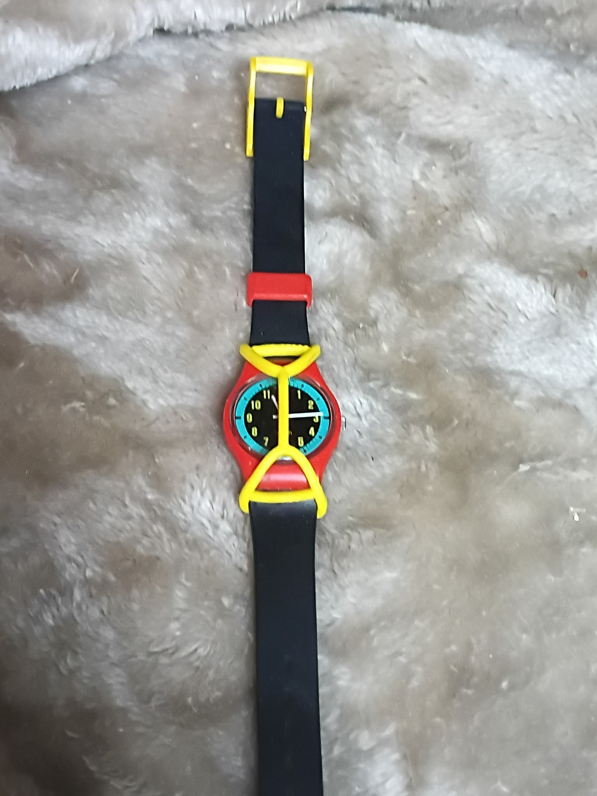 Vintage SWATCH Watch Ladies Blue Racer LR107. All Original / Yellow Swatch guard
