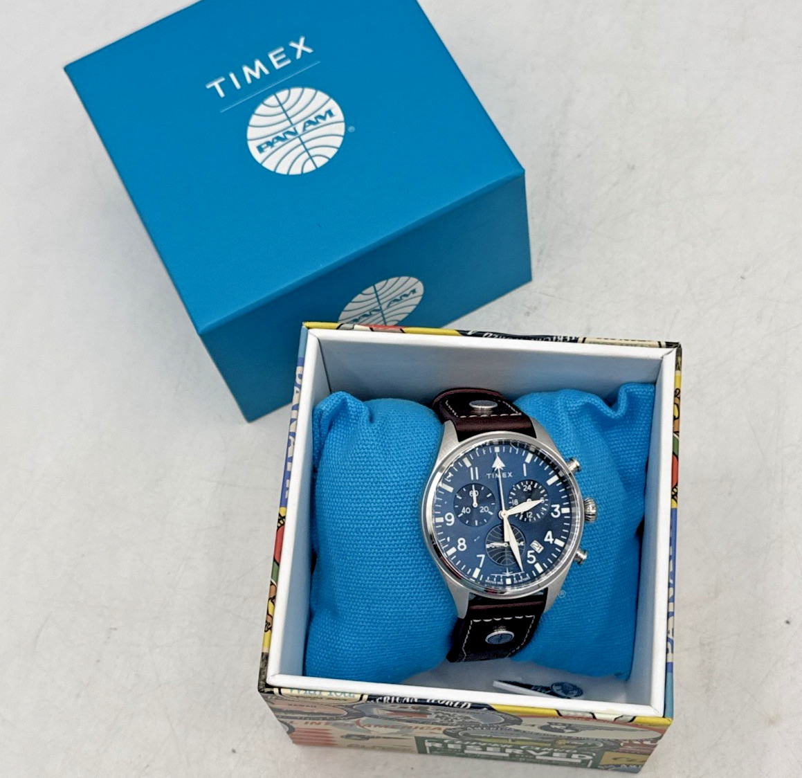 Timex X Pan Am TWG030000 42mm Silver Stainless Steel Case with Brown Leather…