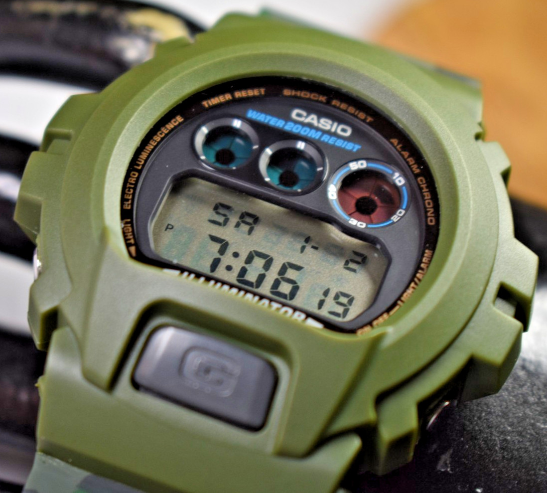 MODIFIED Casio G-Shock DW6900-1V (3230) Military Green/Camo Men’s Watch NEW BATT