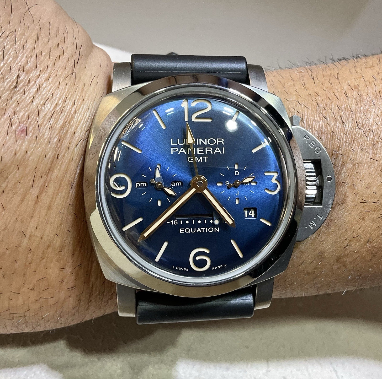 Panerai Luminor Equation Of Time Titanium Blue Men’s Watch PAM00670 Full Set
