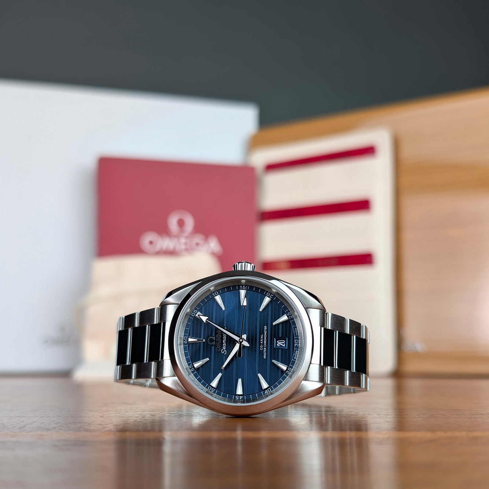 2022 Box & Card 38mm Blue Dial Omega Seamaster Aqua Terra 220.10.38.20.03.001