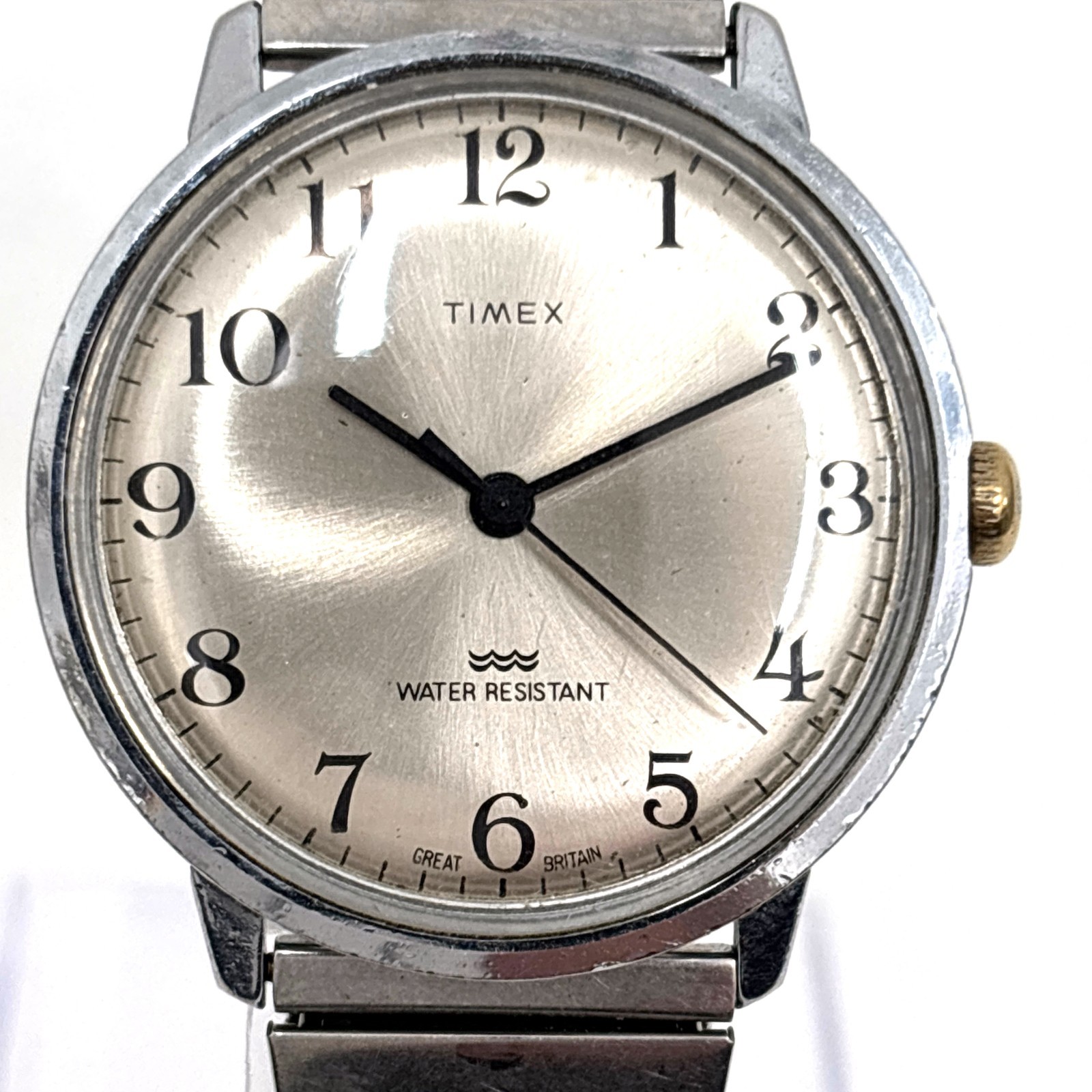Vintage 1970s Timex Marlin Manual 35mm Great Britain Sunburst Dial Running
