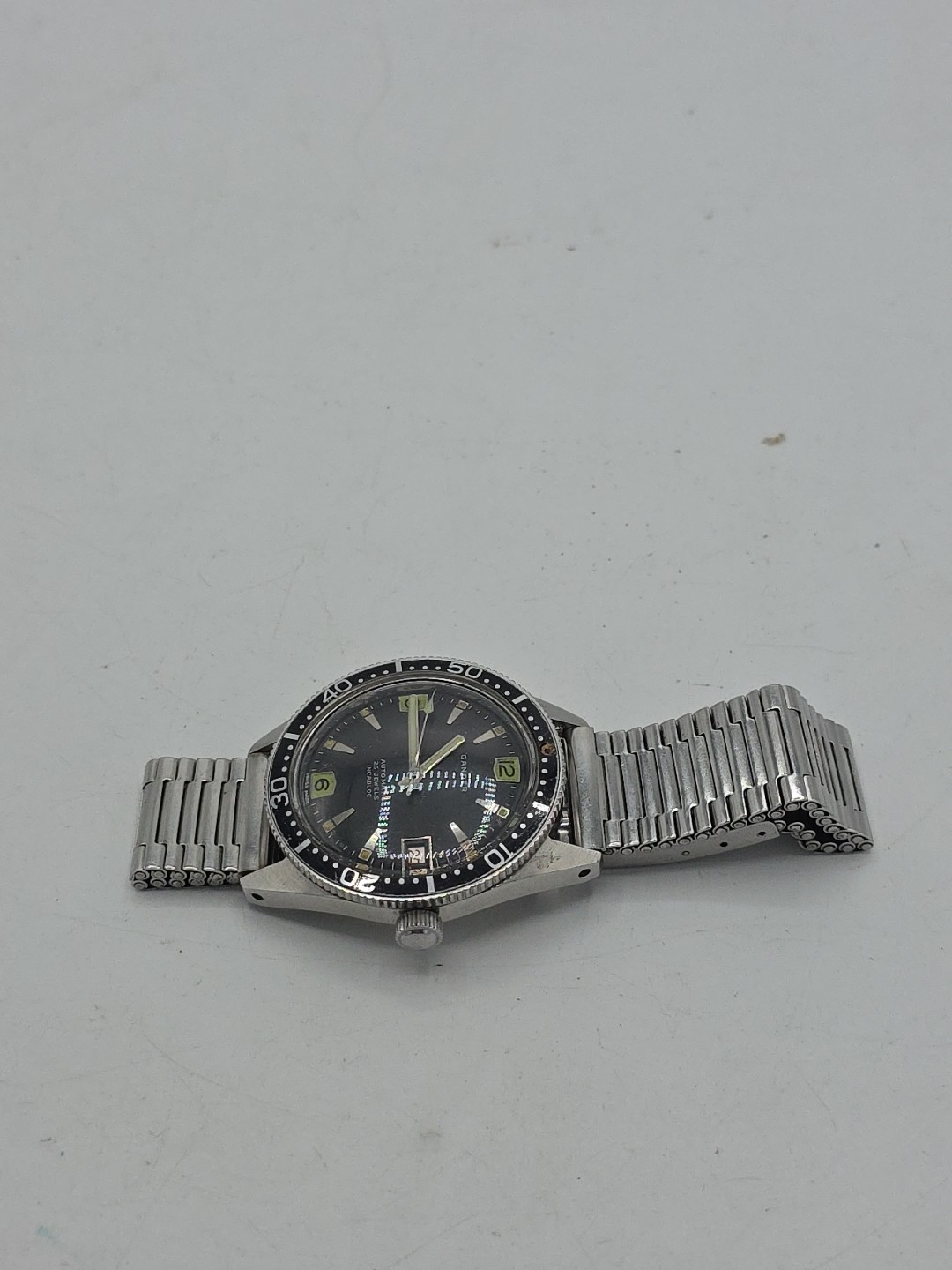 GANDER 25 JEWELS INCABLOC SKIN DIVER STAINLESS STEEL AUTOMATIC VINTAGE