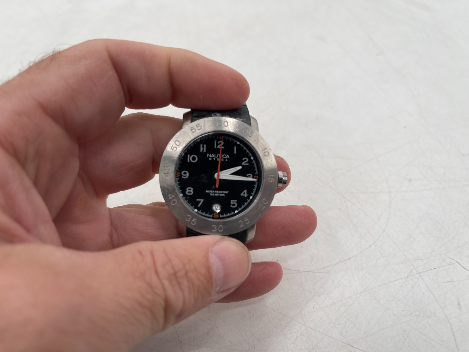 Nautica Steel Wristwatch See Pictures broken band needs battery