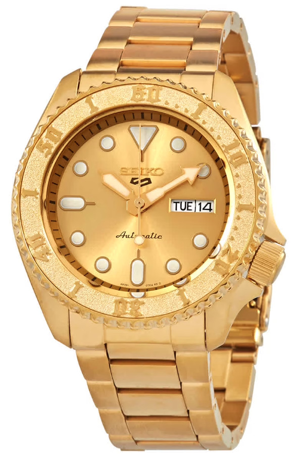 Seiko 5 Sports Automatic Gold Tone Stainless Steel Men’s Watch SRPE74 Pre-owned