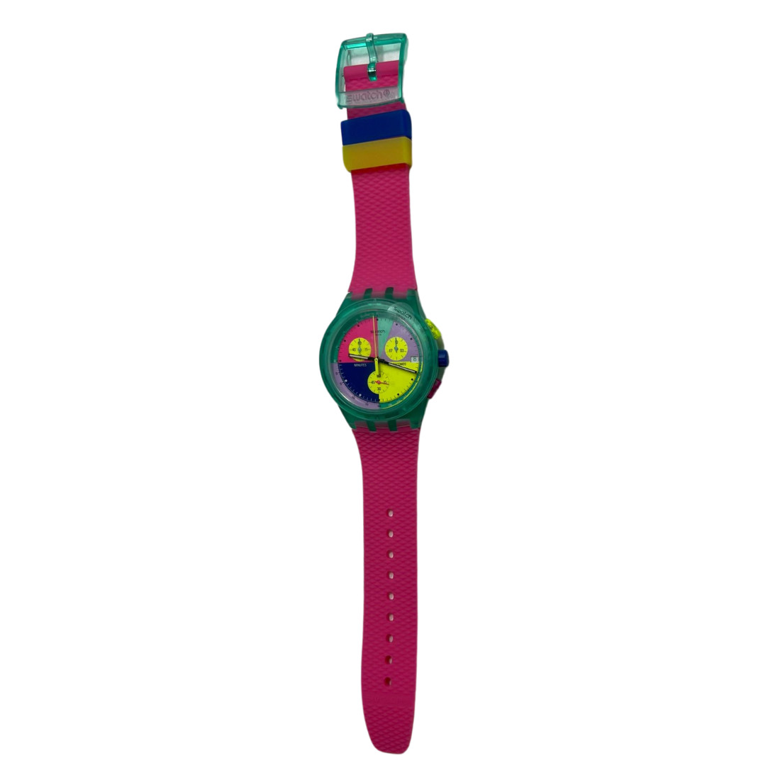 Swatch Unisex Neon Flash Arrow Adjustable Analog Quartz Watch, 42mm, Multicolor