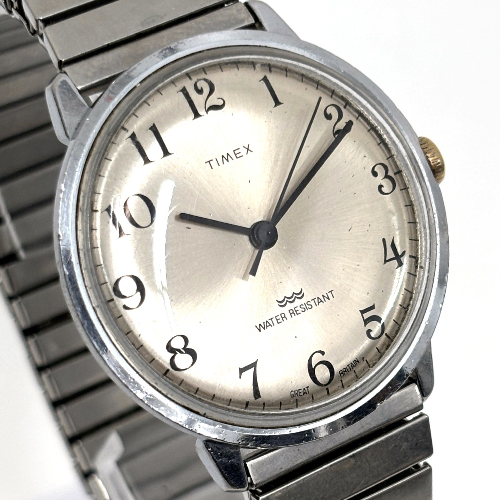 Vintage 1970s Timex Marlin Manual 35mm Great Britain Sunburst Dial Running