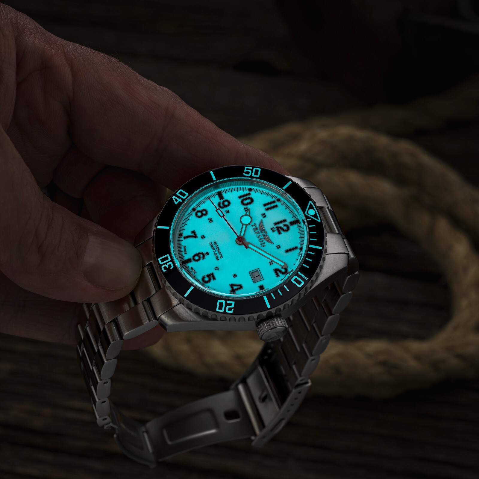 Tresod Ocean Master SWISS MADE SW200 Automatic Blue Dial Ceramic Bezel SS Watch