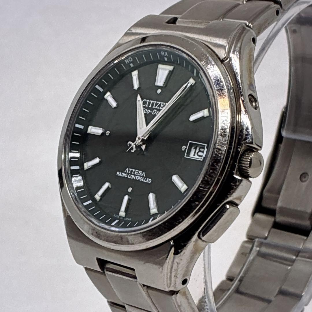 Citizen Attesa Eco-Drive Radio Controlled Black Dial Titanium Watch Japan