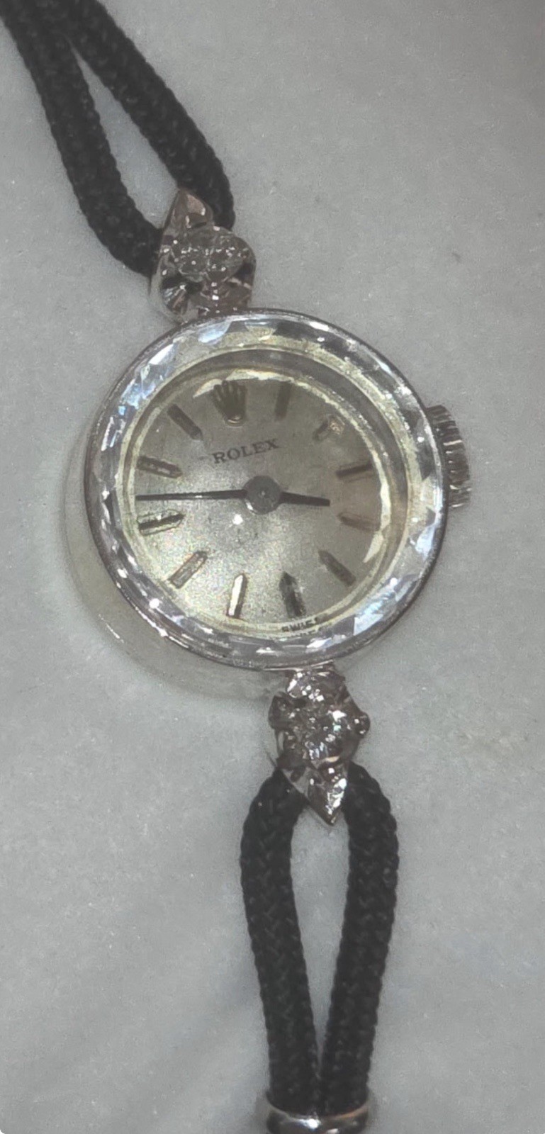 1940’s 14k White Gold Ladies Rolex Cocktail Watch With Diamonds