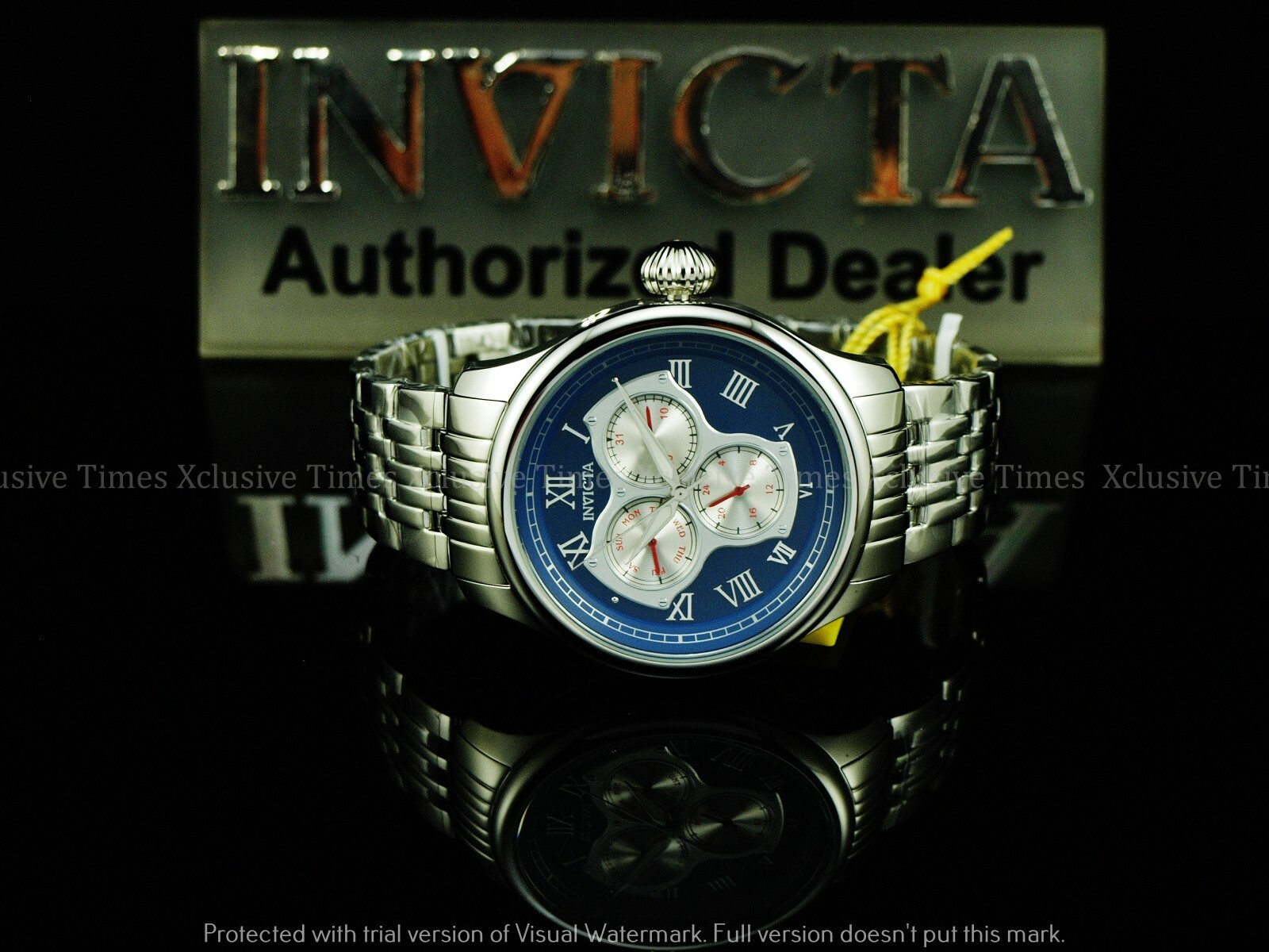 Invicta Men 45mm Vintage Mirror High Polished MultiFunction SS Bracelet Watch
