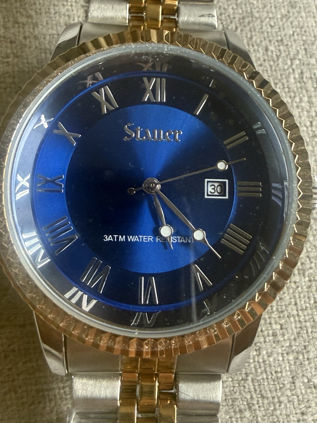 Stauer Urban Blue Cobalt Men’s Two Tone Jubilee Bracelet Quartz Watch
