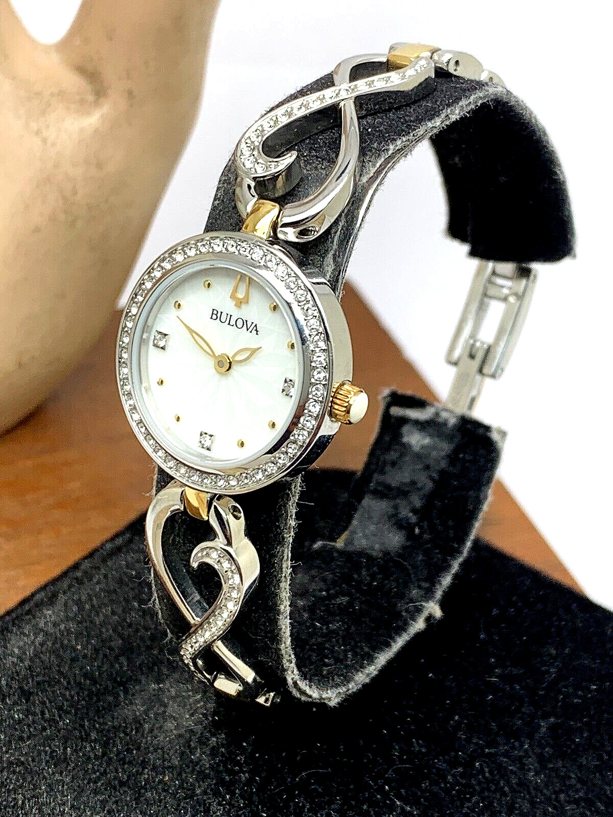 Bulova Women’s Watch 98X120 Quartz White Mother of Pearl Dial Petite Two Tone