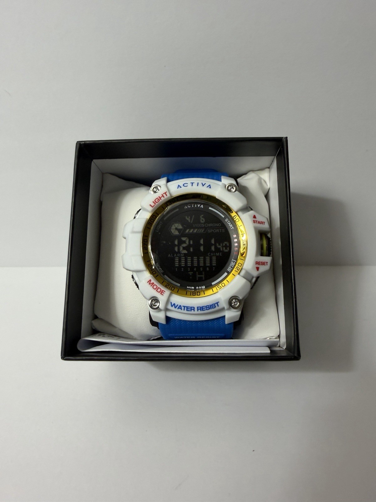 Activa ACW8020 Digital Sports Watch Blue Rubber Band 45mm 30m Box Manual