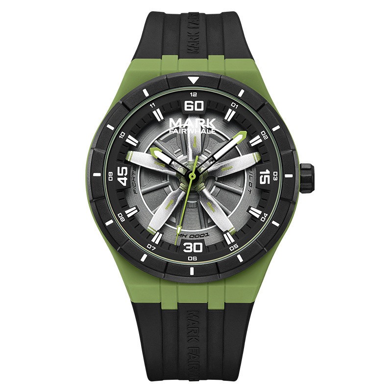 MARK FAIRWHALE Men’s Silicone Rotatable Helicopter Propeller Dial Quartz Watch