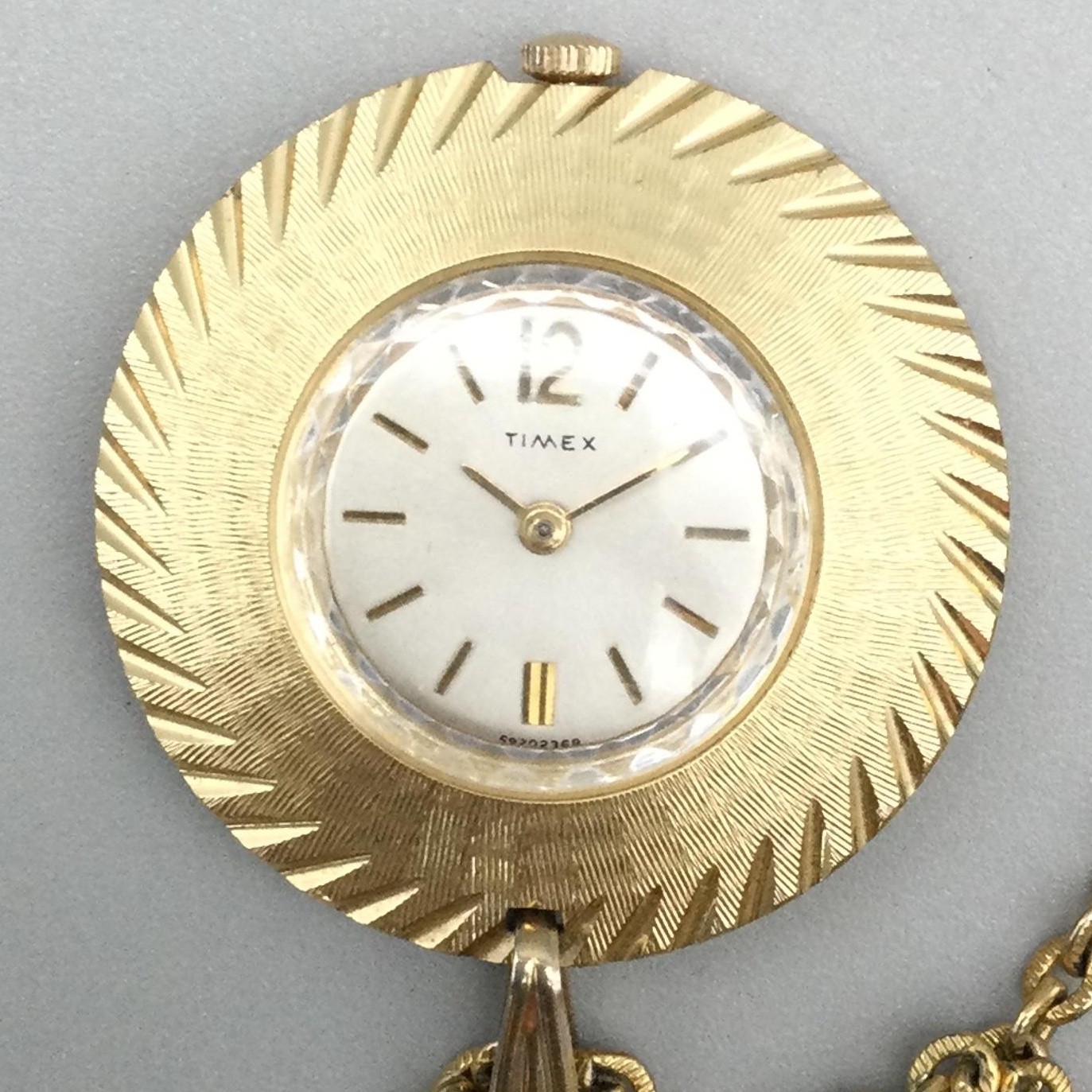 Vintage Timex Pendant Necklace Watch Womens 34mm Gold Tone Manual Wind Chain