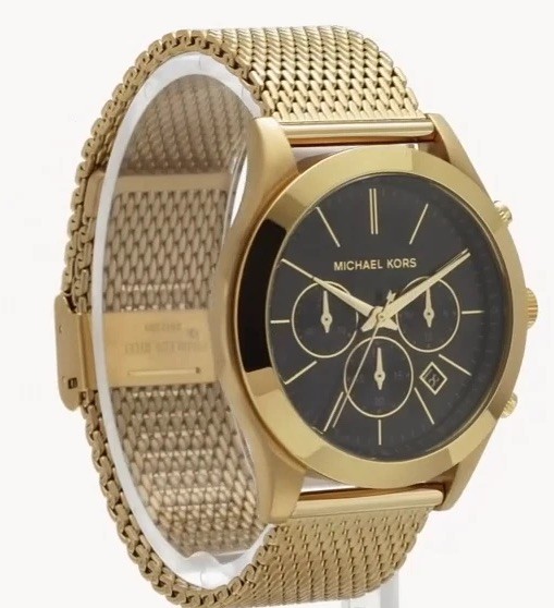 MICHAEL KORS MK9057 Slim Runway Black Dial Gold-Tone Men’s Watch 44mm