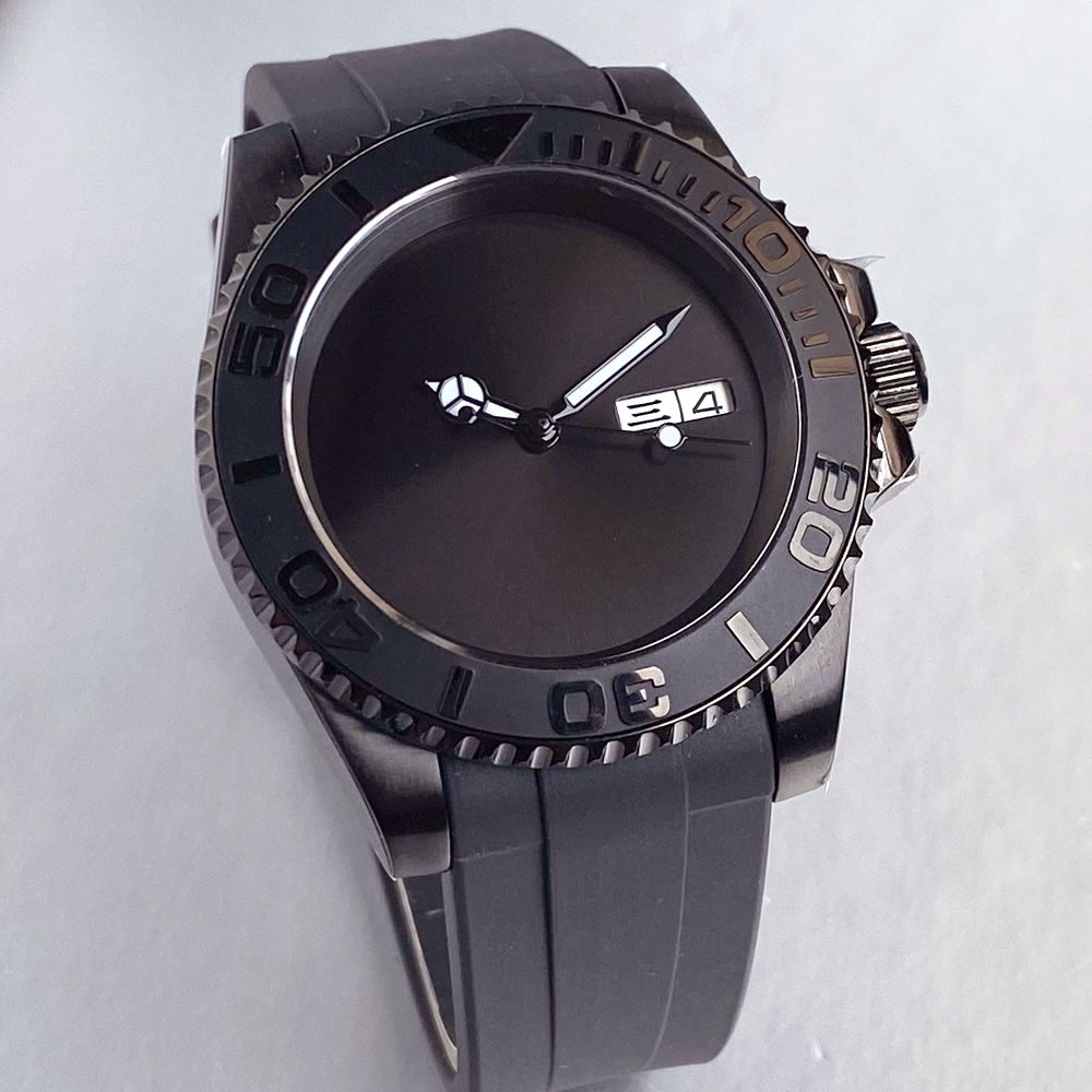 40mm NH36A Automatic Diver Men Watch Sterile Black PVD 200m Waterproof Sapphire