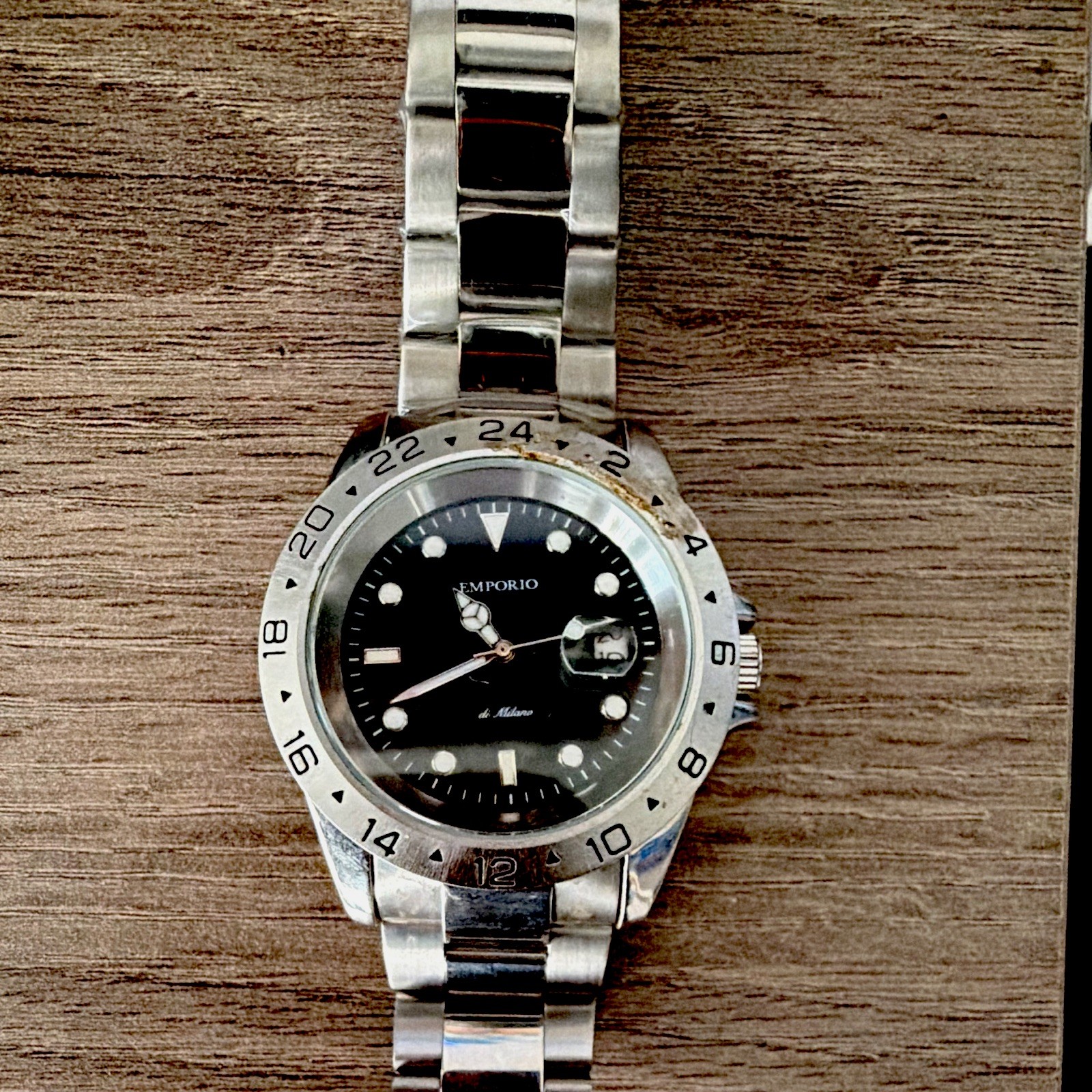 Emporio Milano Automatic Men’s Watch Black Dial Date SS Bracelet 100m 24Hr