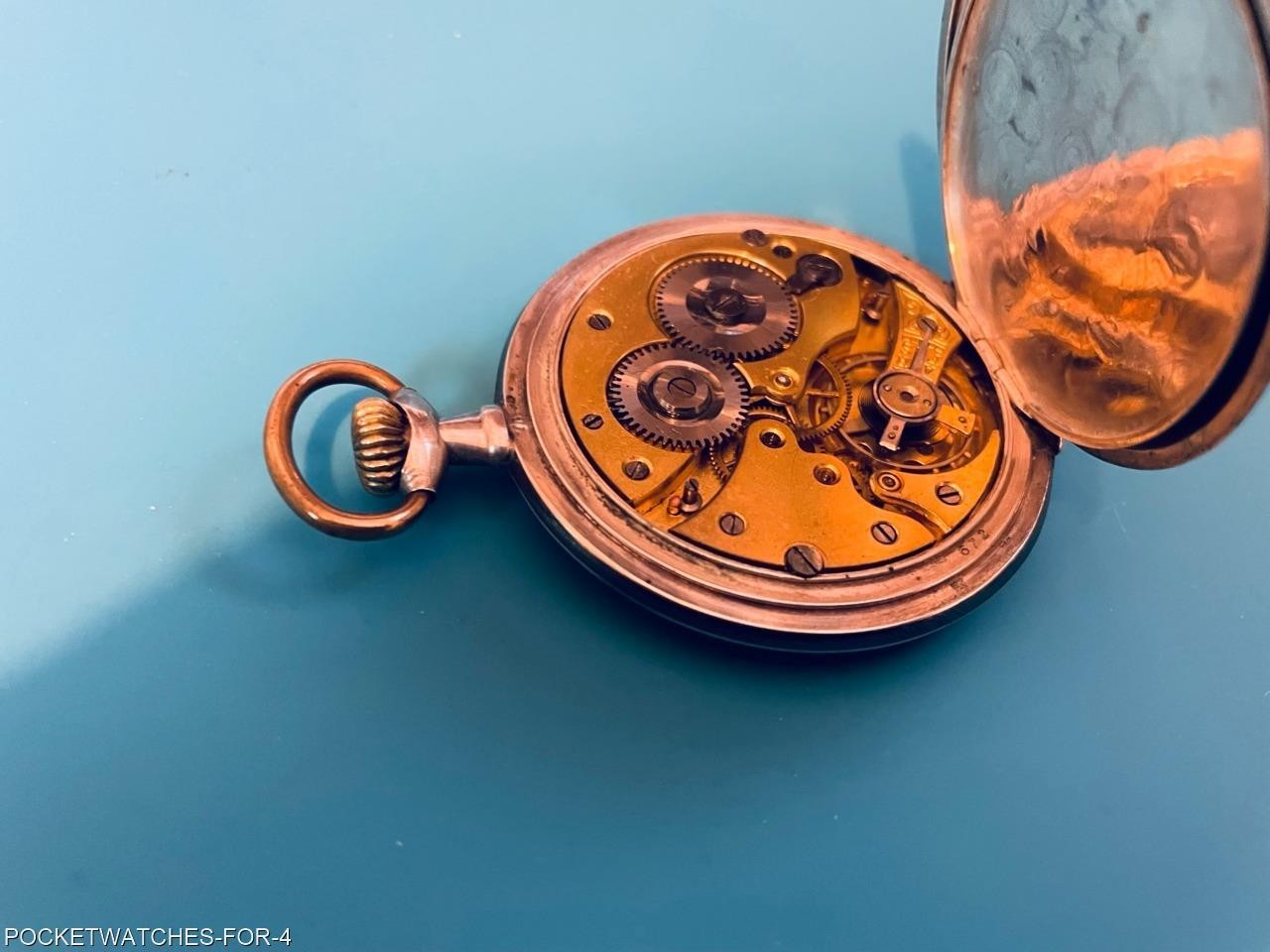 1910 POCKET WATCH 15 JEWELS SILVER NIELLO HUNTER CASE ART NOUVEAU SERVICED