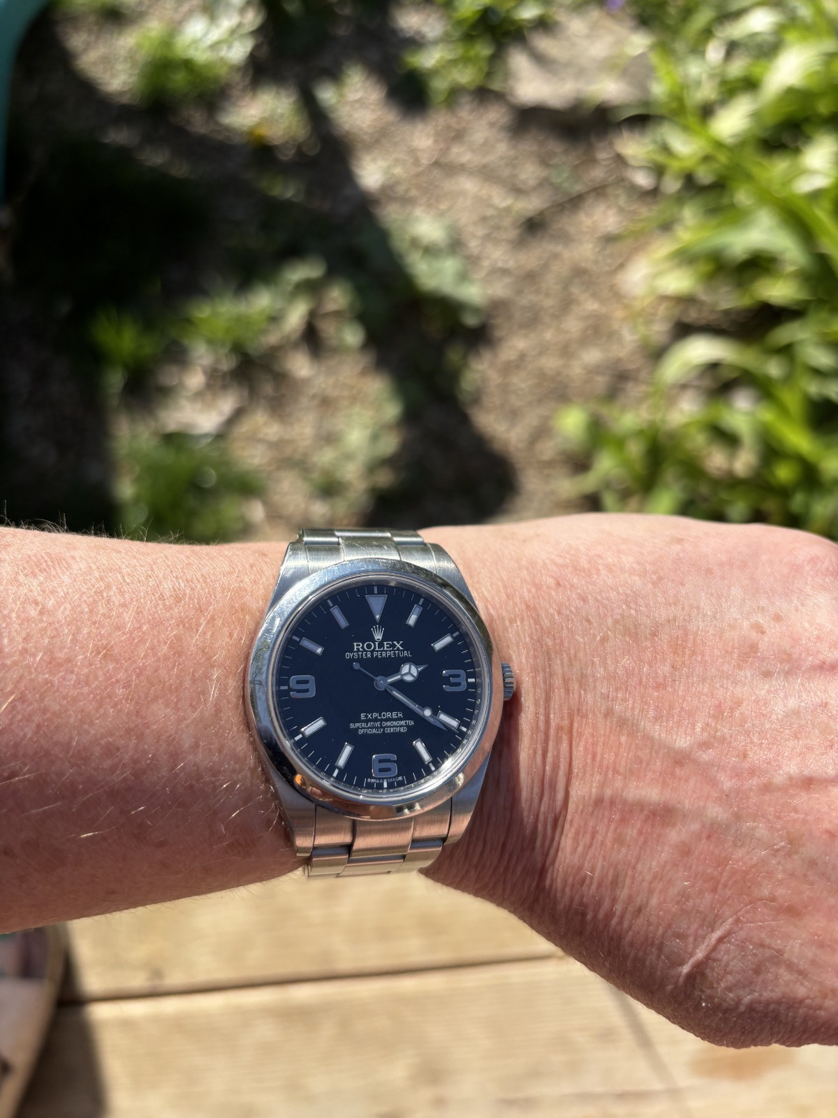 Rolex Explorer 214270 Silver Oyster Bracelet with Silver Bezel