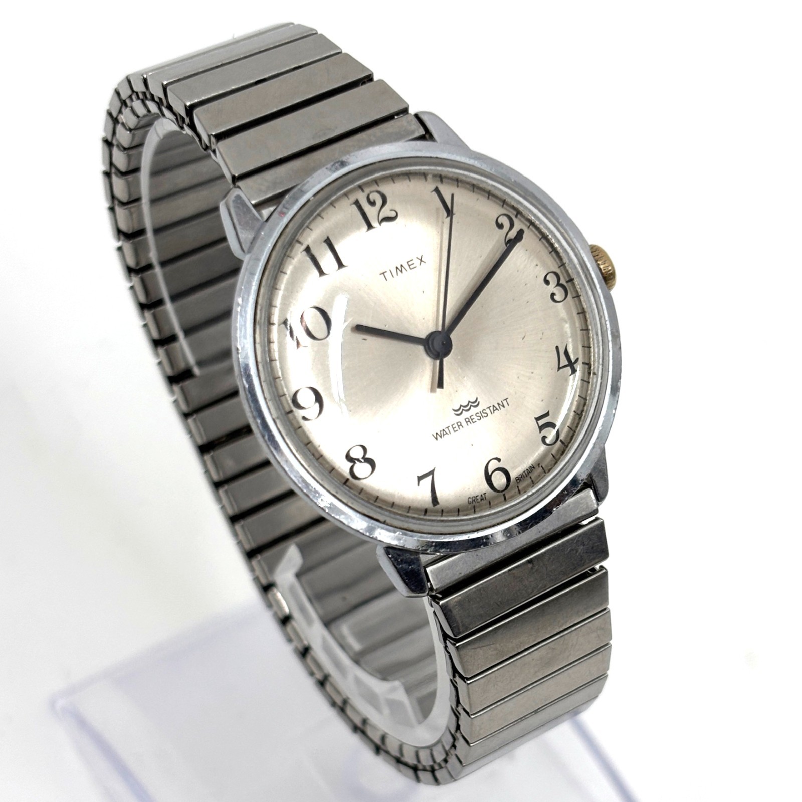 Vintage 1970s Timex Marlin Manual 35mm Great Britain Sunburst Dial Running