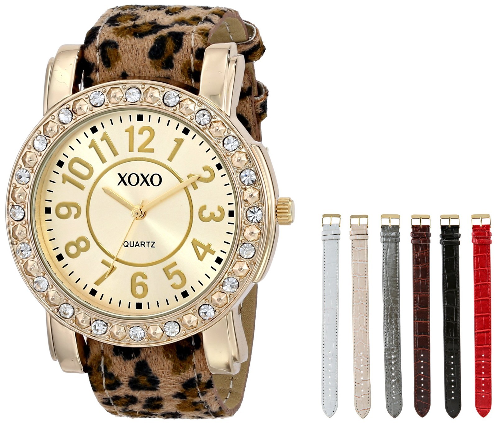 Stylish Women’s Gold-Tone Analog Quartz Watch with Interchangeable Straps