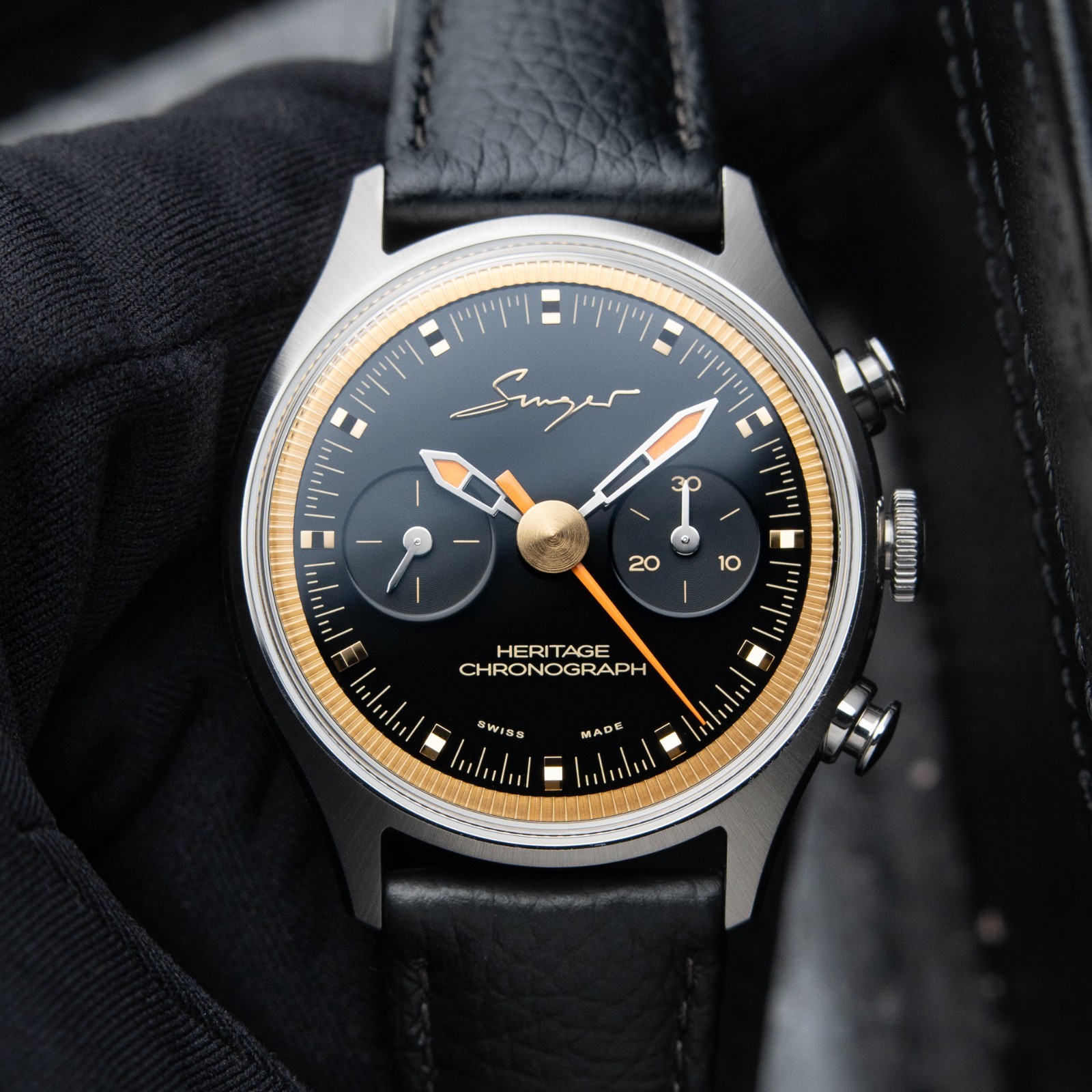Singer Reimagined Heritage Chronograph 8/2025 Piano Black Dial 38.8 Manual Watch