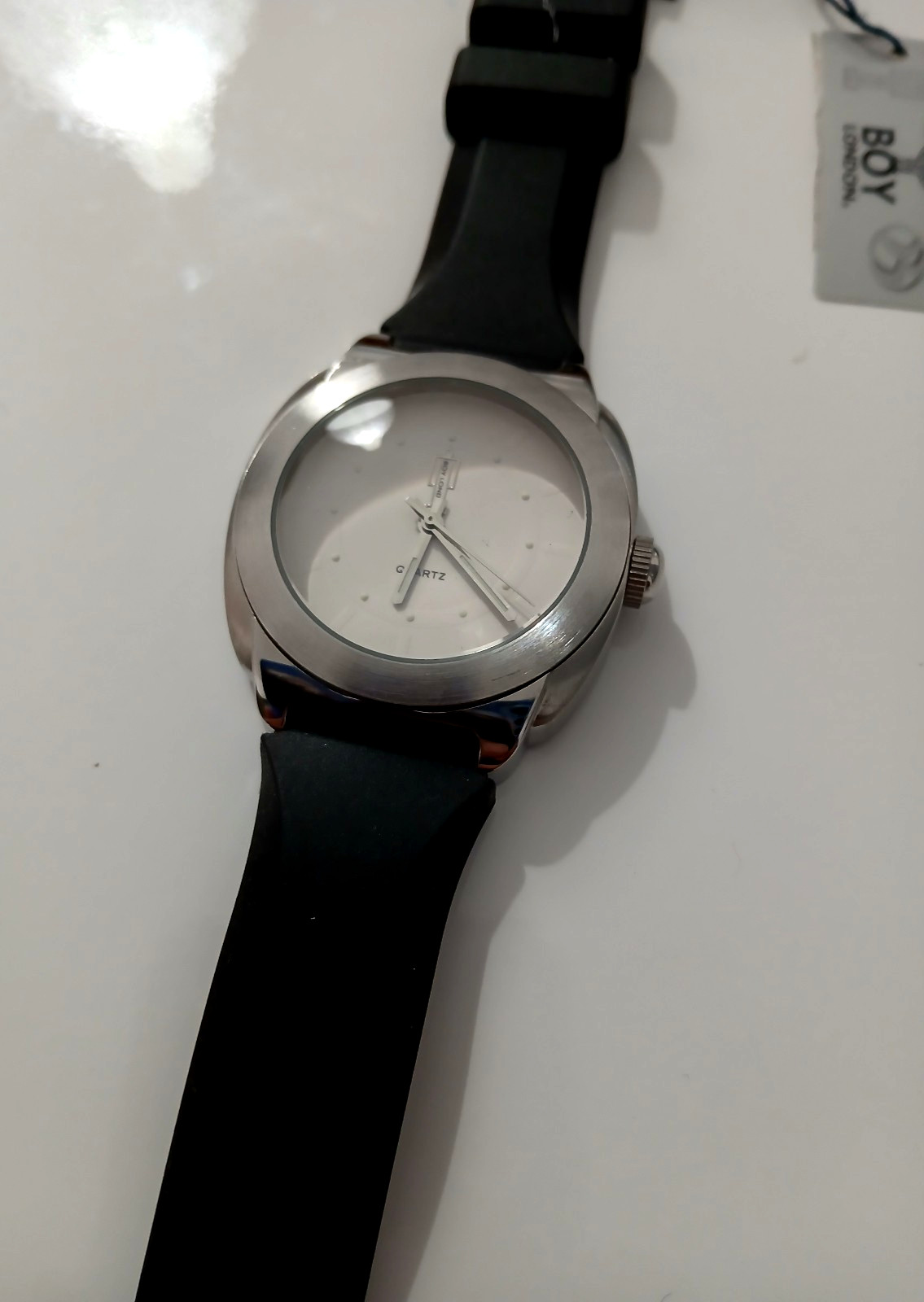 Boy London Quartz Steel White Dial Black Strap Wrist Watch