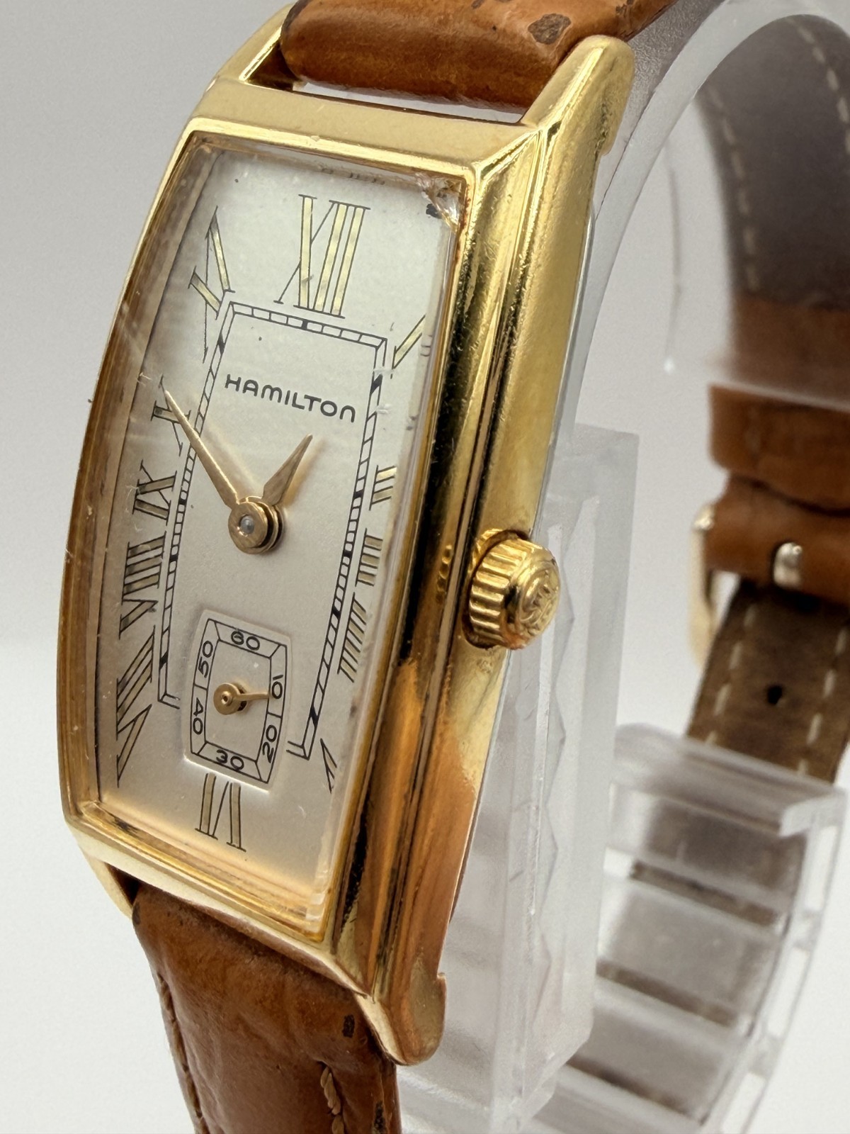 [Exc+3] Vintage Hamilton 6256 Small Second Tank Gold Quartz Women’s Watch – Chip