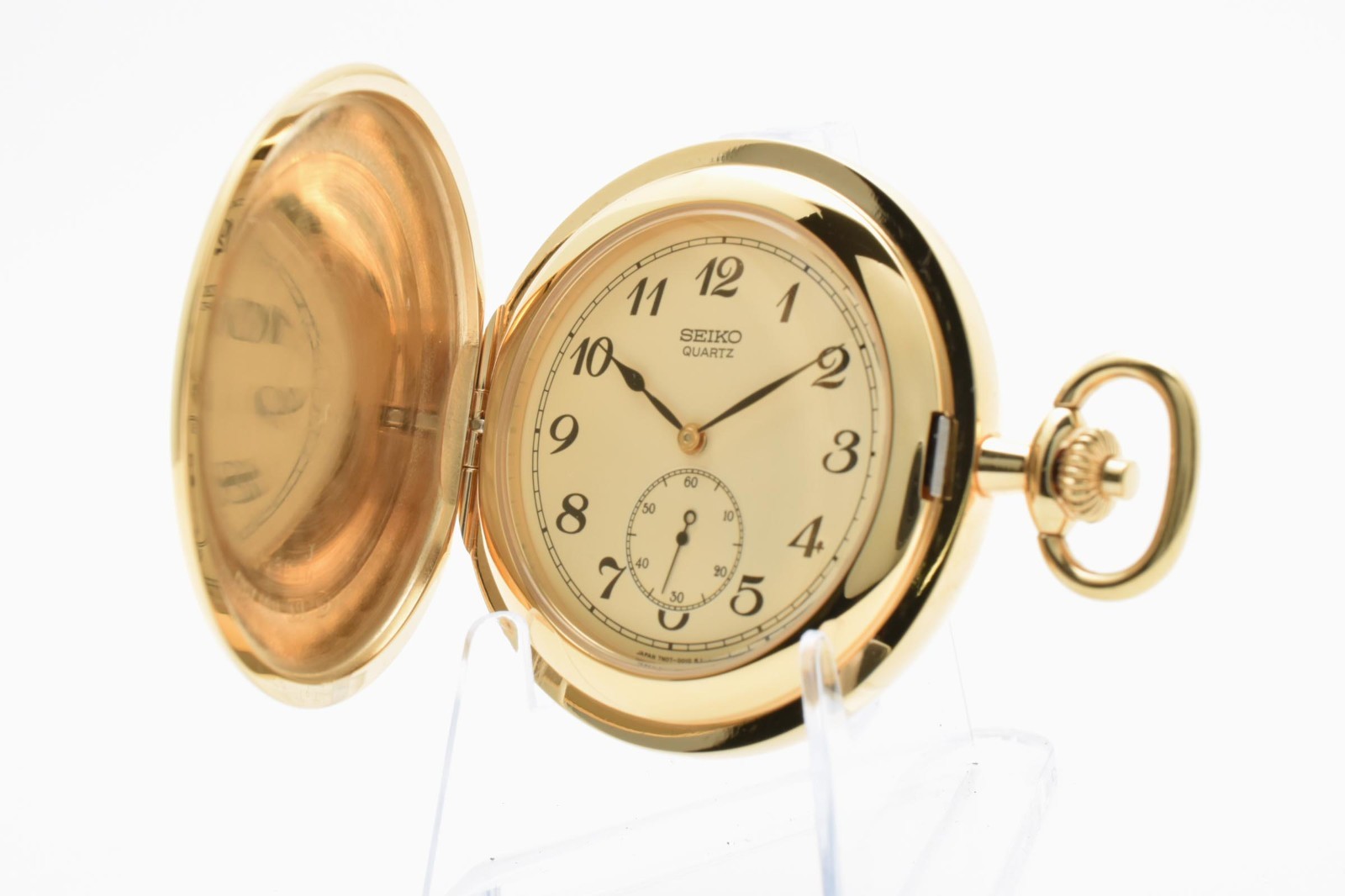 [Exc+5] SEIKO Quartz 7N07-0010 Gold Replaced Prime Minister Vintage Pocket Watch
