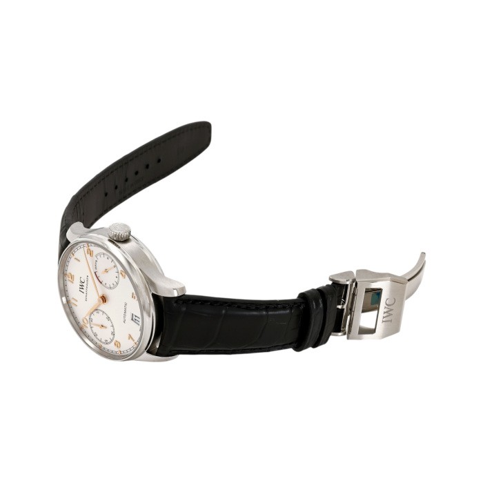 IWC Portugieser IW500704 Stainless Steel Leather 42.3mm Silver Dial #YKW488