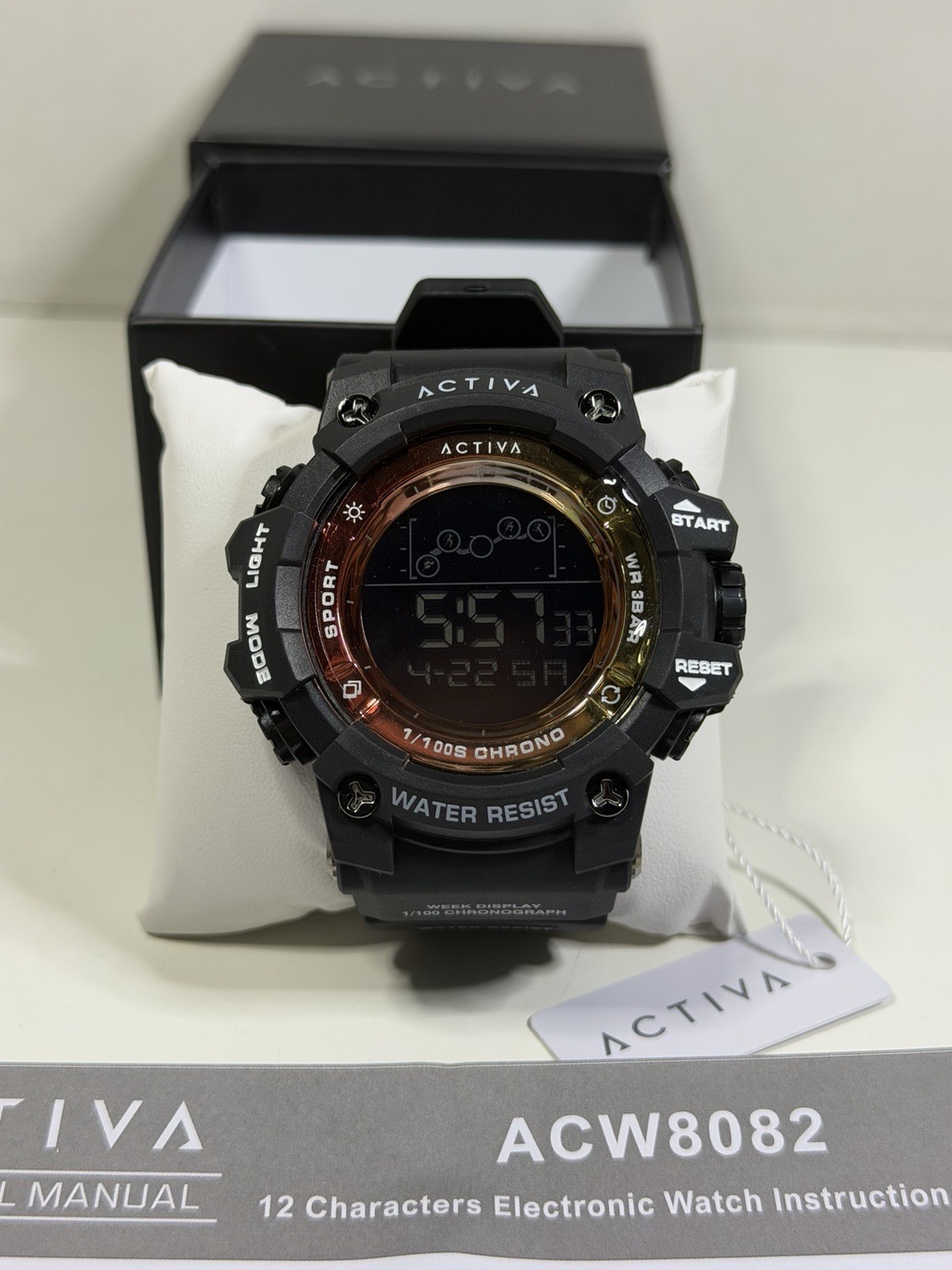 Activa Summit X Invicta Mens Digital Watch 50mm Black Red/Yellow ACW8082-007 NEW