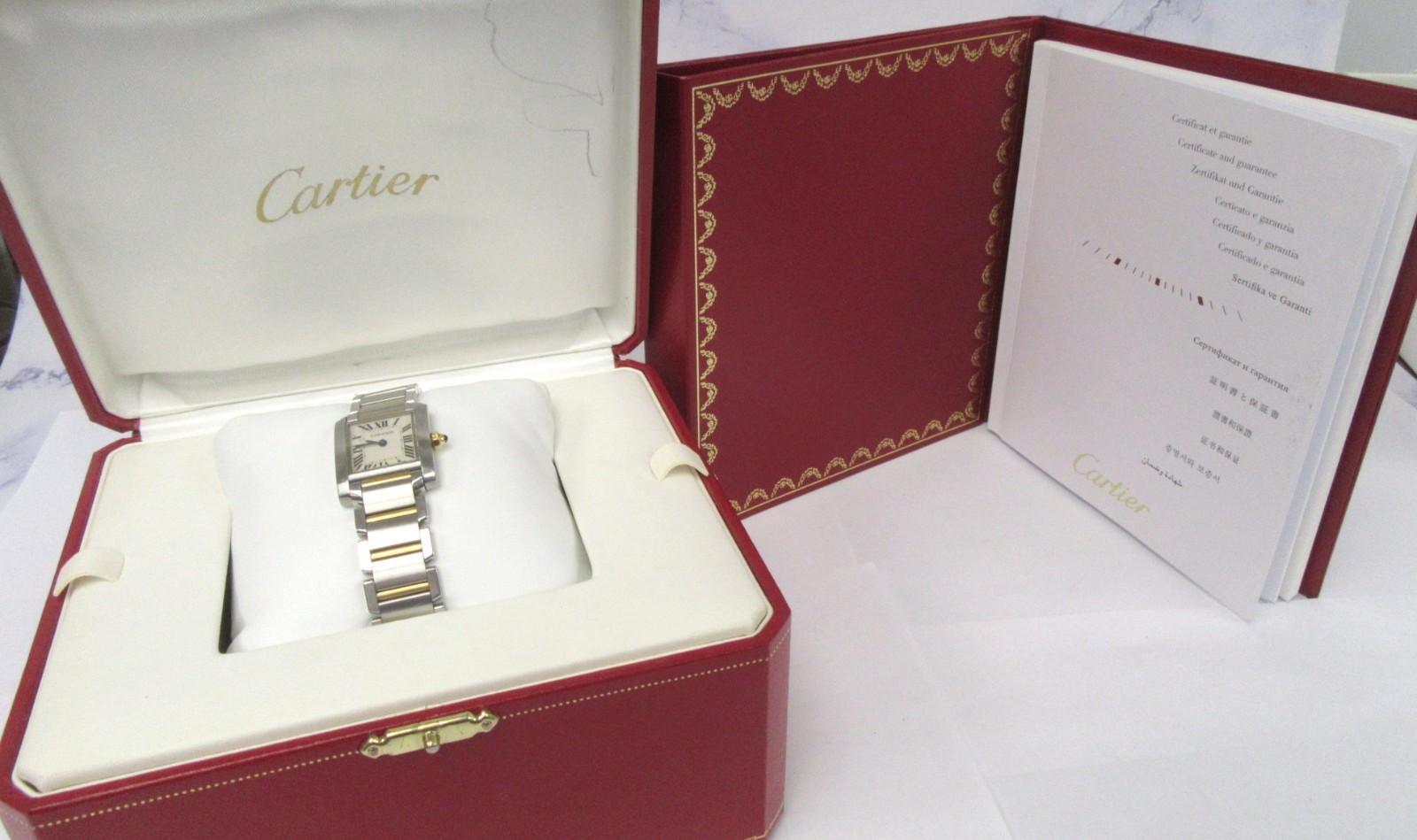 Ladies CARTIER 2384 Steel & 18K Gold 25mm Tank Quartz Watch – Box, Papers – 6.5″