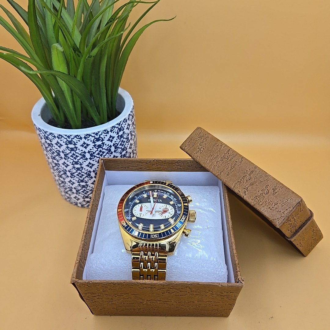 Invicta “MONACO Speedway” LE Homage Tri-Time Gold Tone Divers Watch 43mm