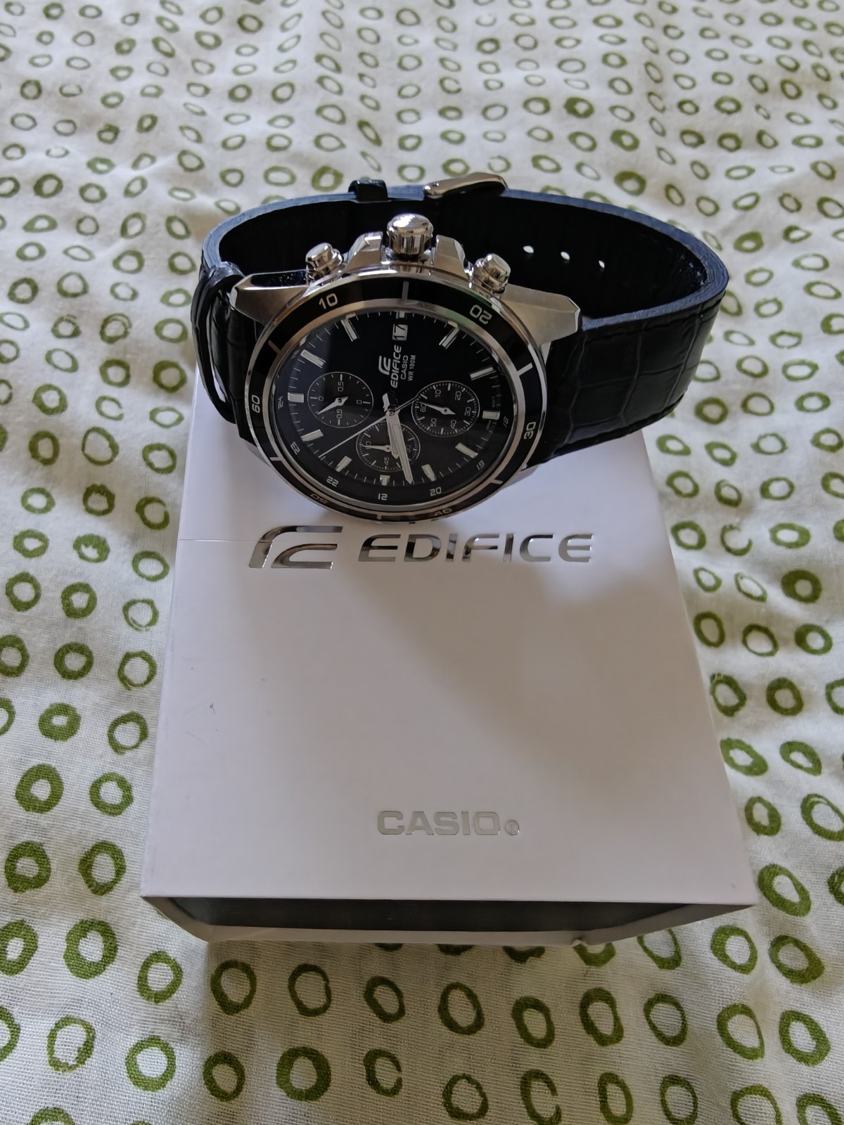 Casio Edifice EFR-526L-1AVUEF NEW Men’s Watch Genuine Leather Band Chronograph