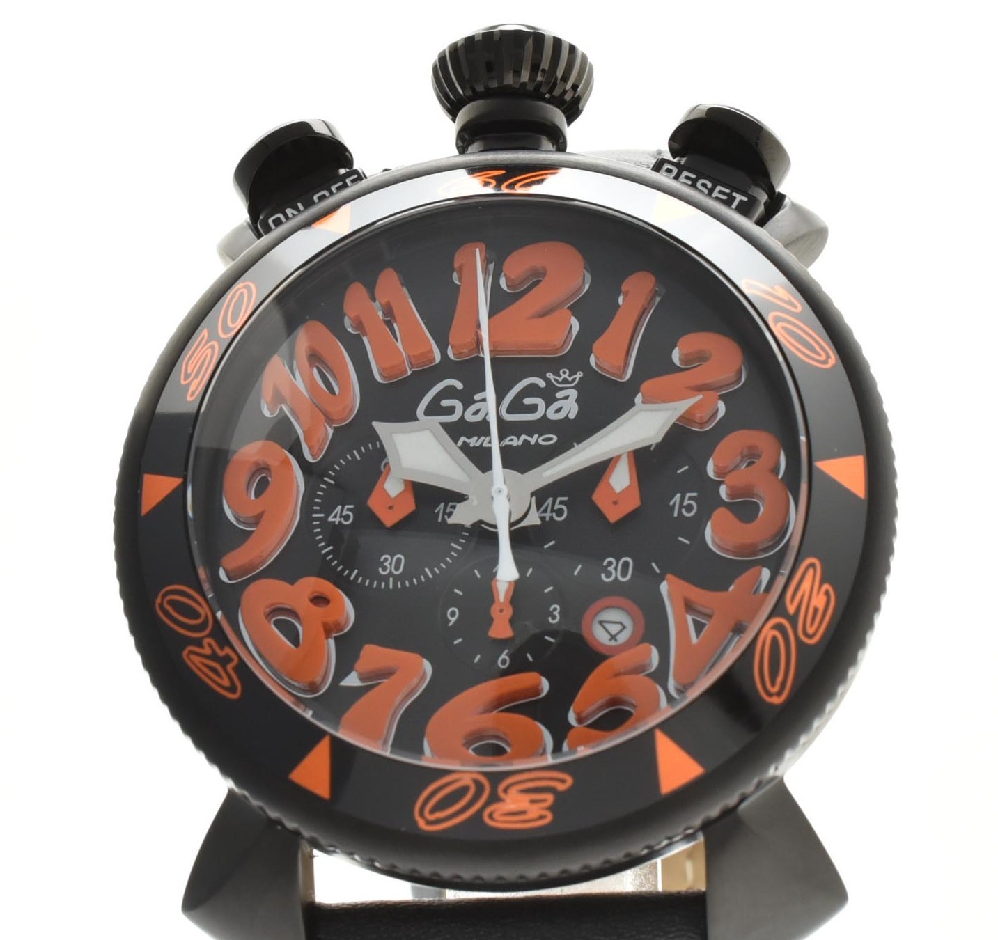 *MINT* GaGa MILANO Manuale 48 Black Orange Men’s Quartz Watch From JAPAN
