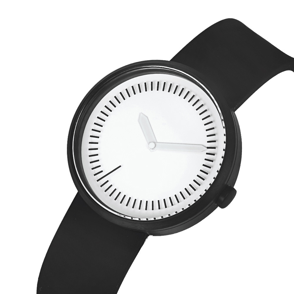 Projects Watches “Meantime” Acier Inox Quartz Blanc Silicone Noir Montre Unisex