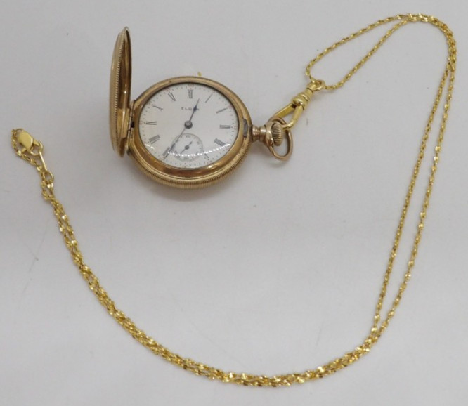 Antique Elgin 1910 Gold filled 20 year Stem Set Pocket Watch Necklace Locket