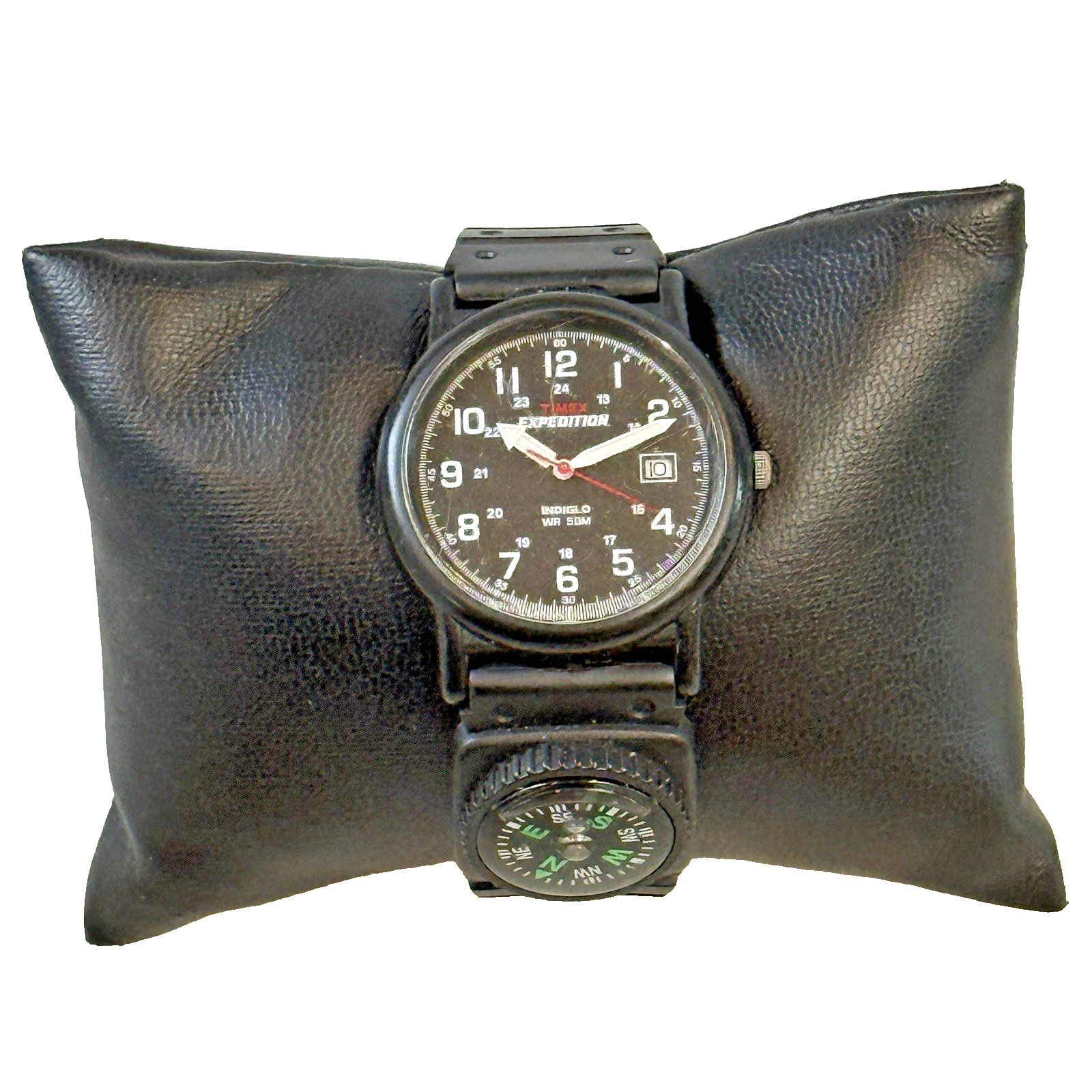Timex Expedition Camper Indiglo Mens Watch Black Dial Compass 35mm Band EUC