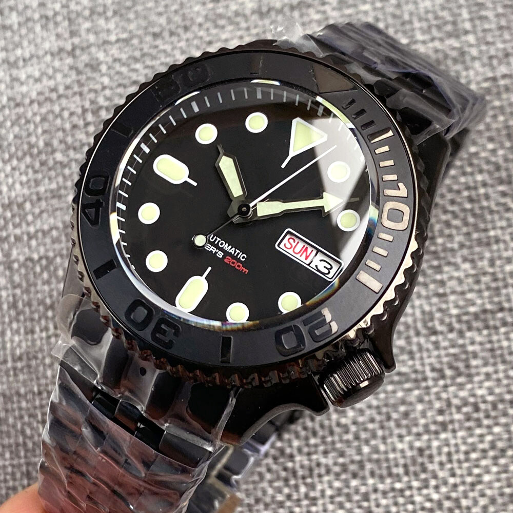 20ATM Diving 41mm Japan NH36A Black PVD Men Watch Domed Sapphire Glass Bracelet