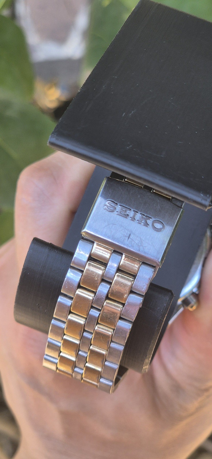 Seiko 7A38-7280 Quartz Chronograph Panda 37mm Steel Japan Vintage Mens