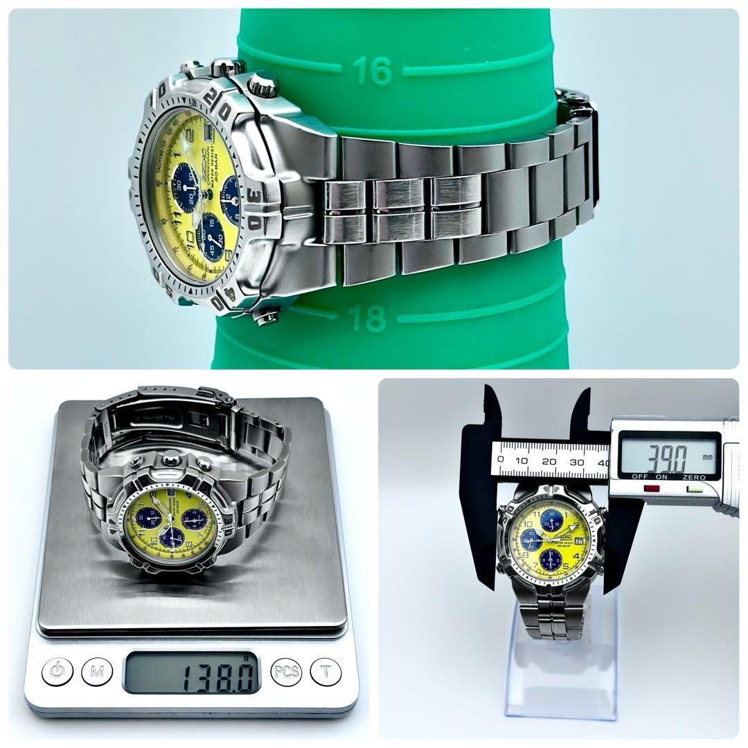 Rare Seiko Chronograph 7T32 6K50 Yellow Dial Watch