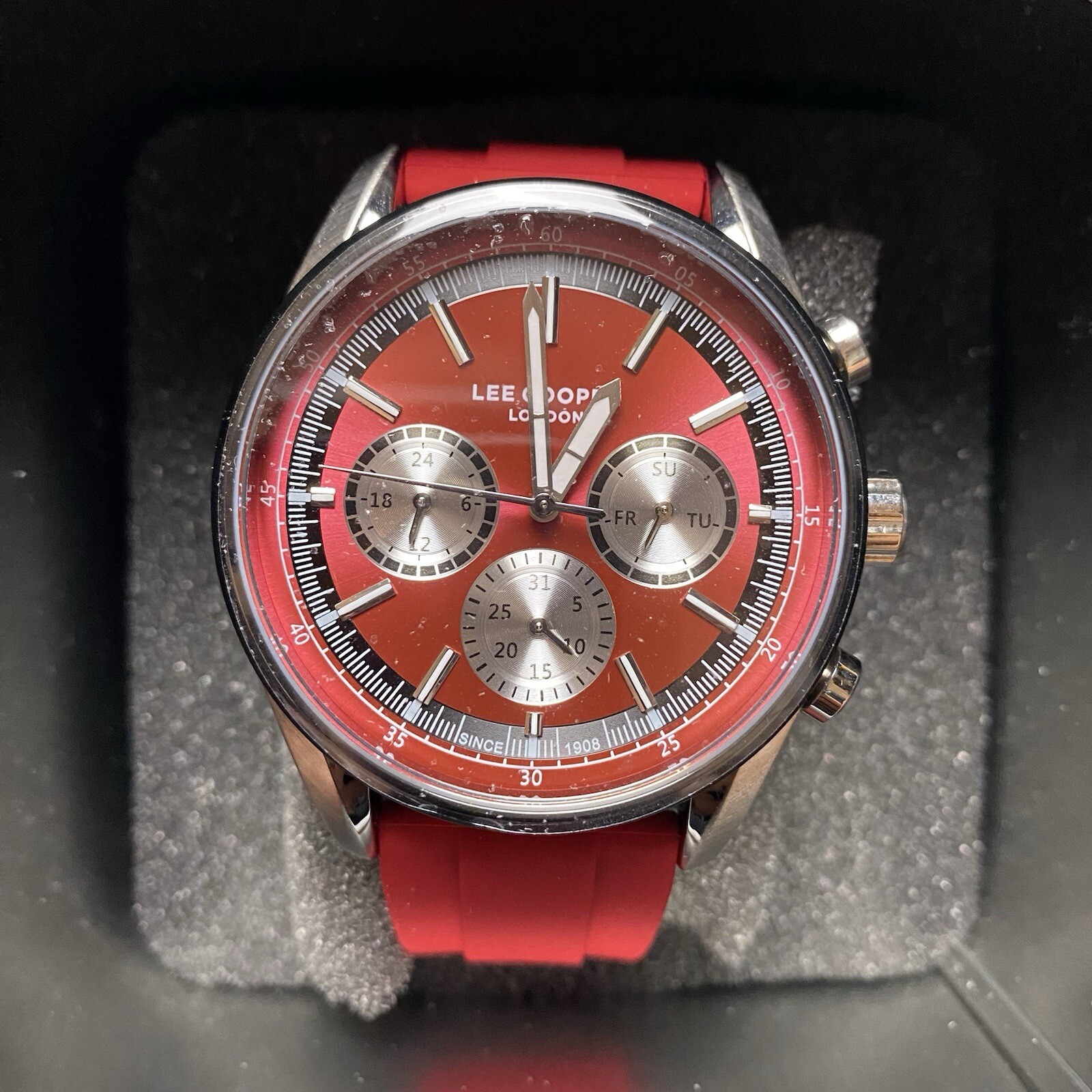 Lee Cooper 44 MM Red Chronograph Silicone Strap Watch