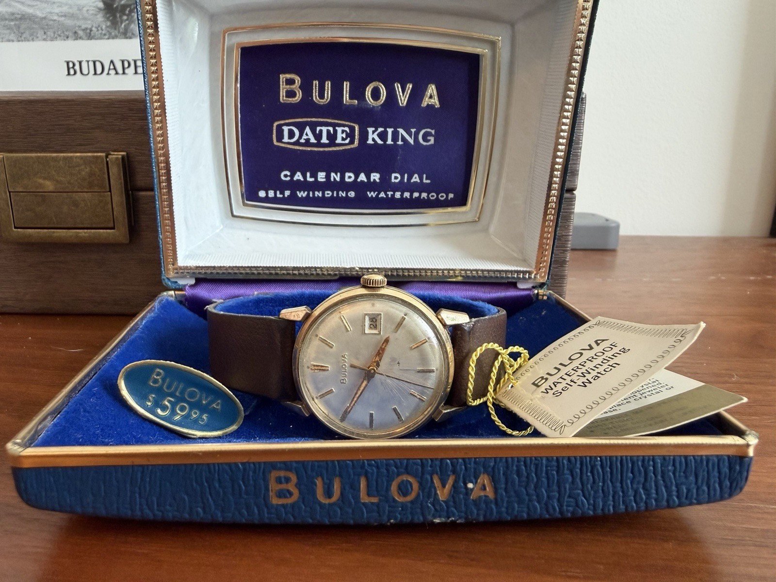 Bulova Date King Automatic. 31mm, Box Papers. Needs Repair Not Running.