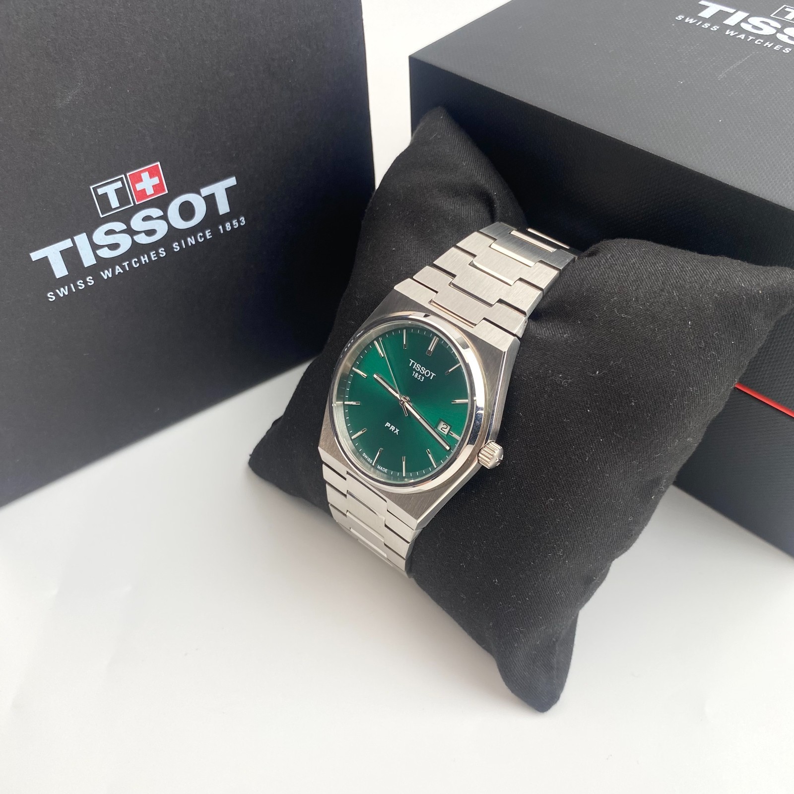 Tissot PRX 40mm Swiss Quartz Watch Green Dial Stainless Steel T137.410.11.091.00